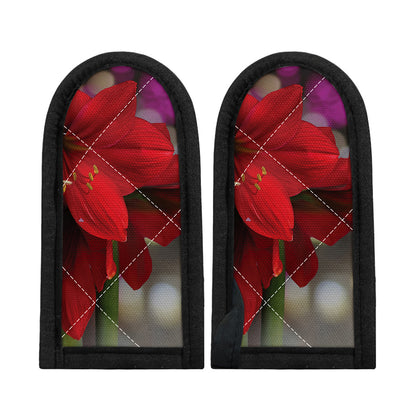 Red Amaryllis Print Skillet Handle Cover