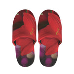 Red Amaryllis Print Slippers