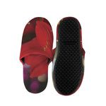 Red Amaryllis Print Slippers
