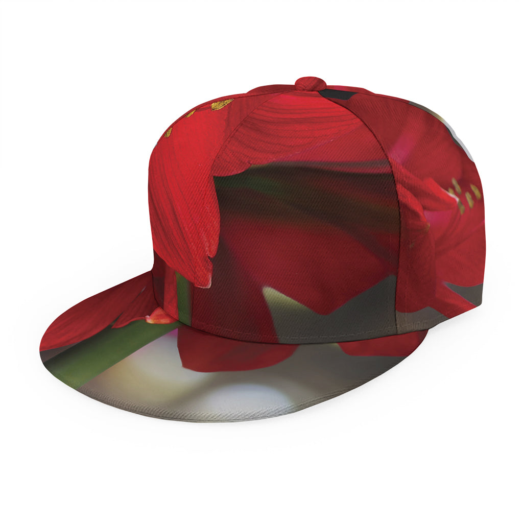 Red Amaryllis Print Snapback Cap