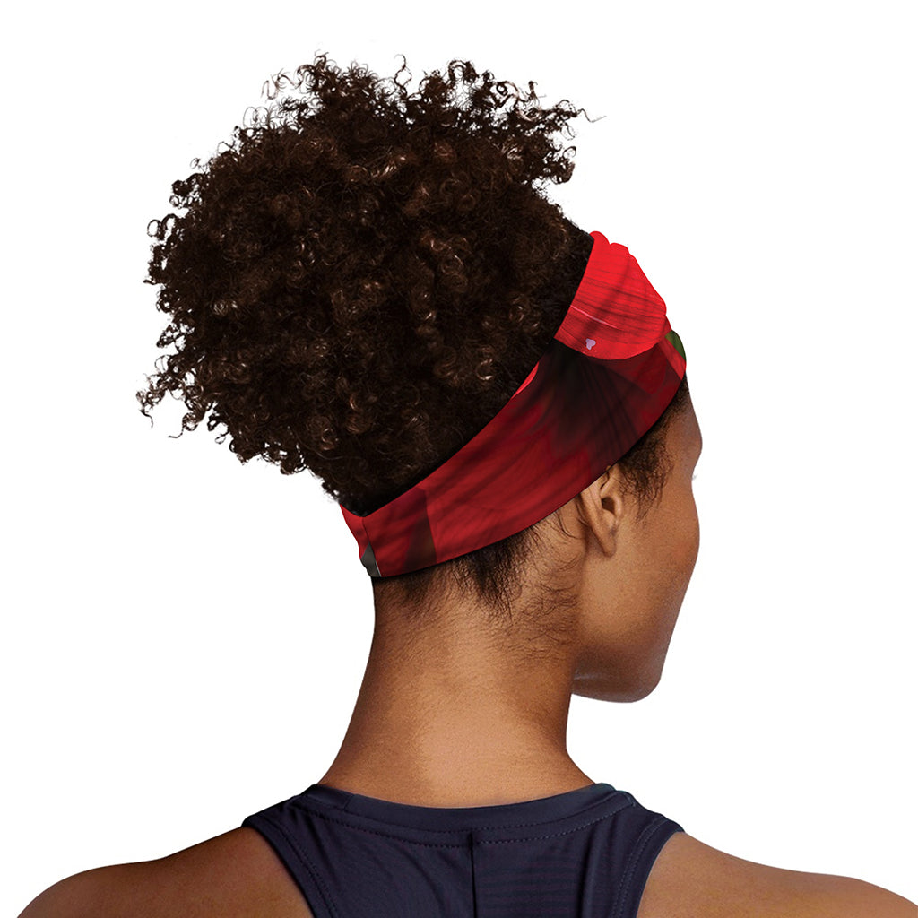 Red Amaryllis Print Sports Headband