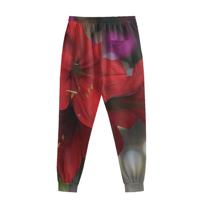 Red Amaryllis Print Sweatpants