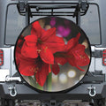 Red Amaryllis Print Tire Cover