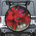 Red Amaryllis Print Tire Cover With Camera Hole