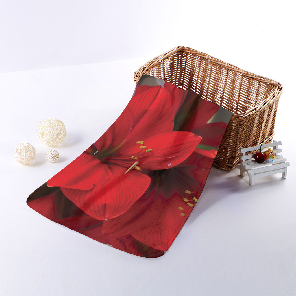 Red Amaryllis Print Towel