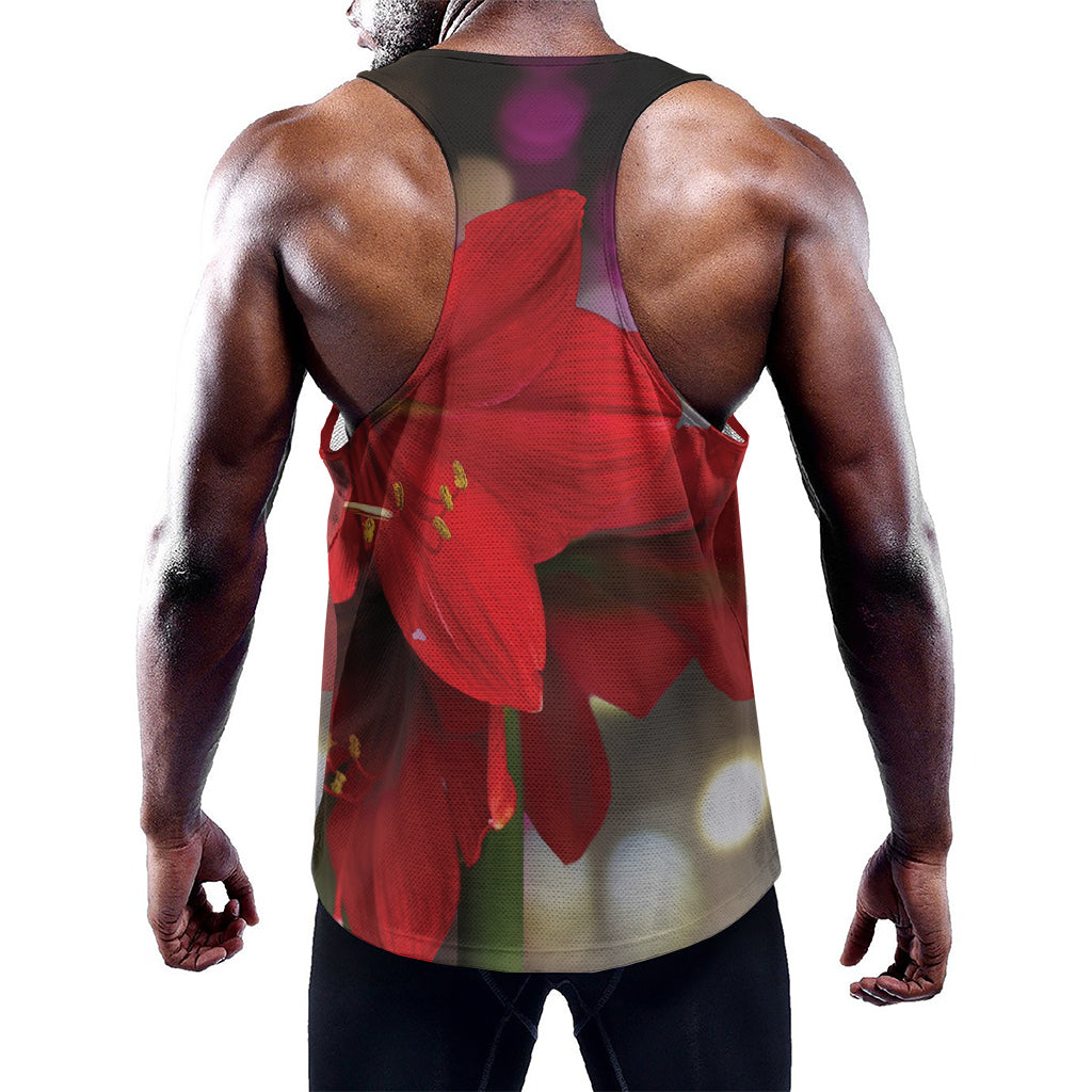 Red Amaryllis Print Training Tank Top