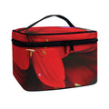 Red Amaryllis Print Travel Makeup Bag