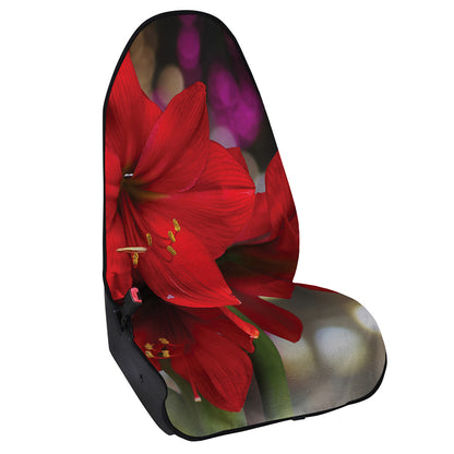 Red Amaryllis Print Waterproof Car Seat Cover
