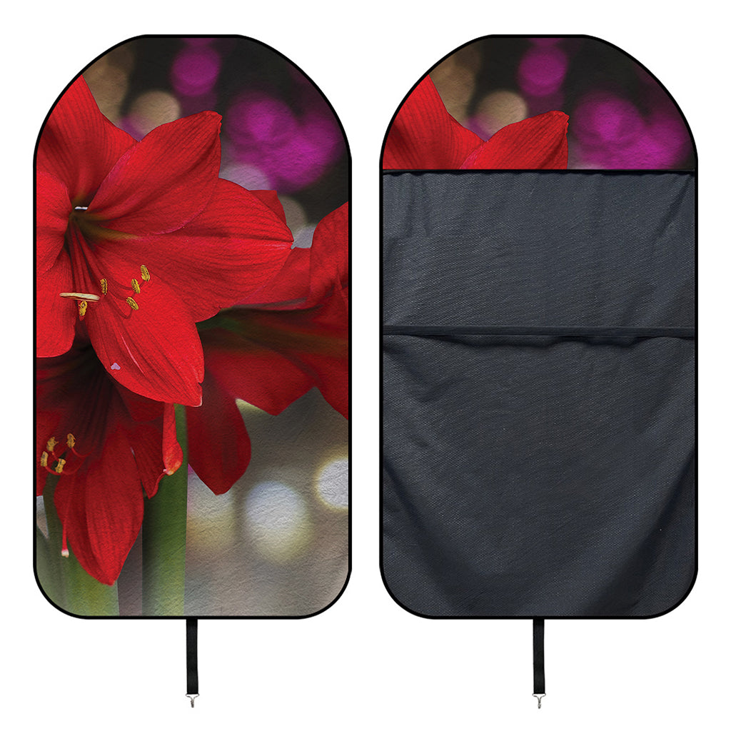 Red Amaryllis Print Waterproof Car Seat Cover