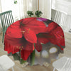 Red Amaryllis Print Waterproof Round Tablecloth