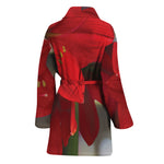 Red Amaryllis Print Women's Bathrobe