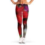Red Amaryllis Print Women's Leggings