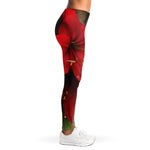 Red Amaryllis Print Women's Leggings