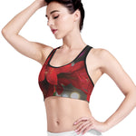 Red Amaryllis Print Women's Sports Bra