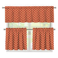 Red And Beige Japanese Pattern Print 3 Piece Kitchen Curtains