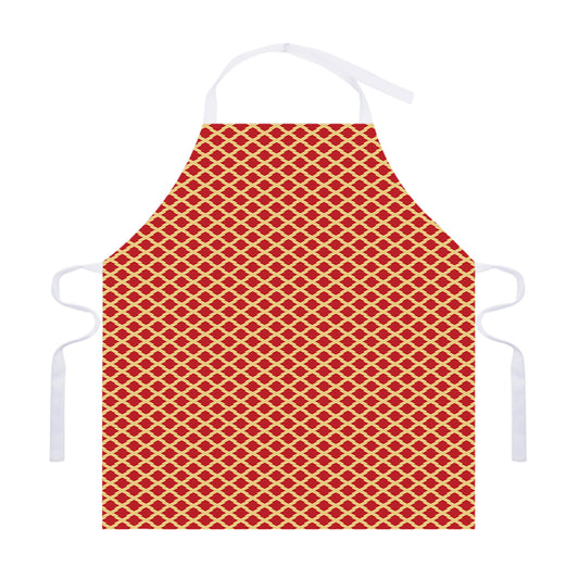 Red And Beige Japanese Pattern Print Adjustable Apron