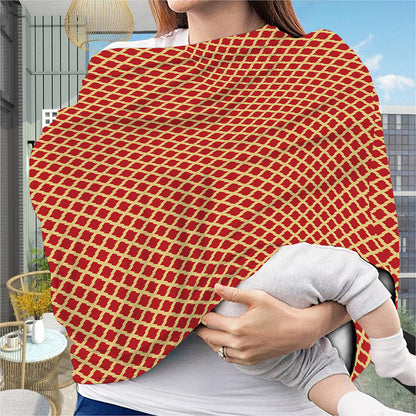 Red And Beige Japanese Pattern Print Baby Seat Cover