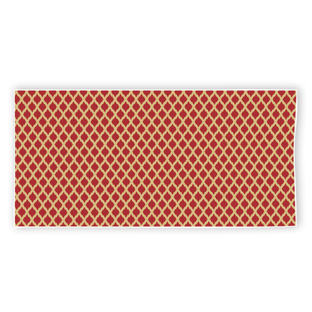 Red And Beige Japanese Pattern Print Beach Towel