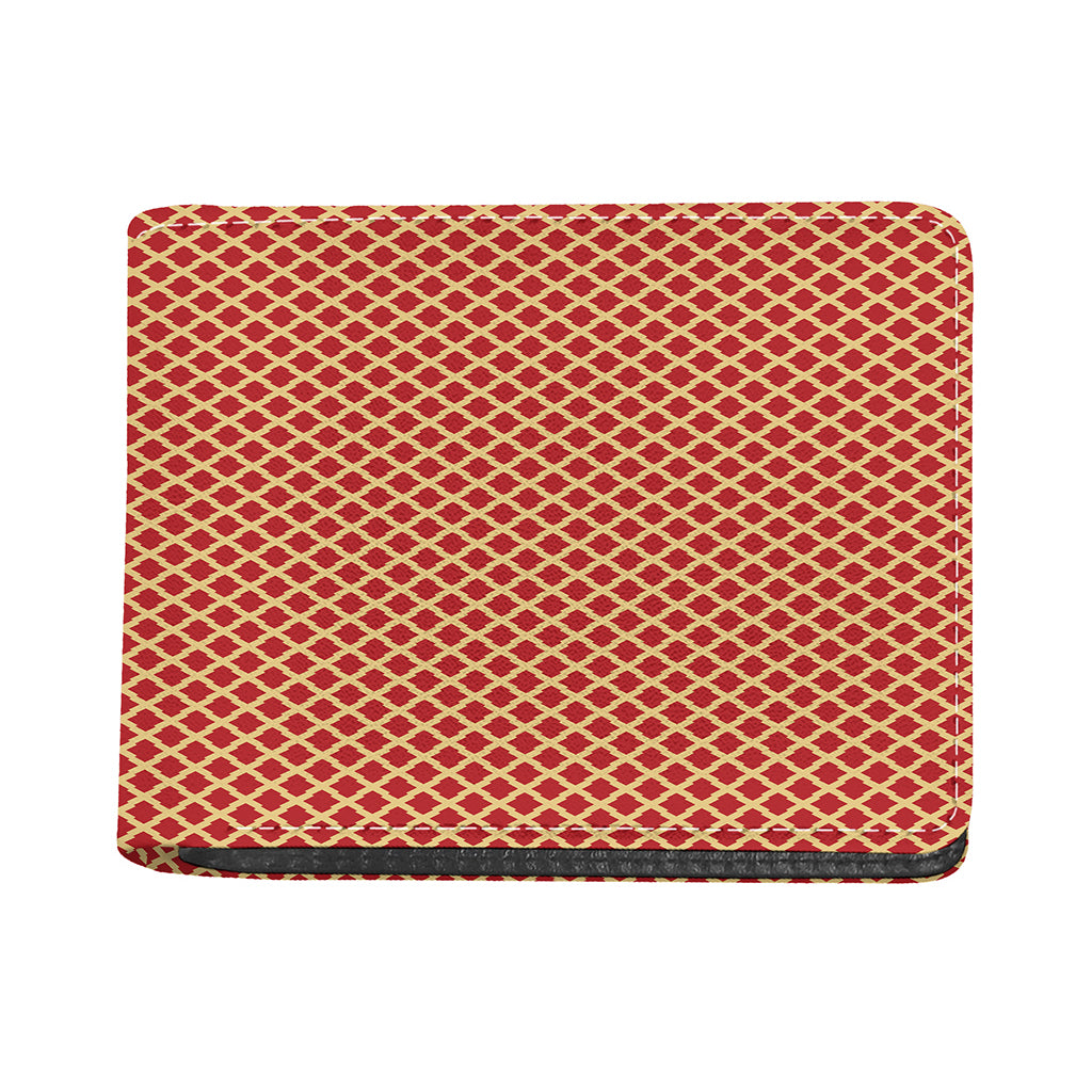 Red And Beige Japanese Pattern Print Bifold Wallet