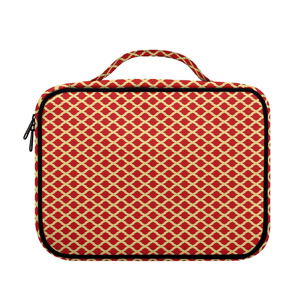 Red And Beige Japanese Pattern Print Briefcase Bible Bag