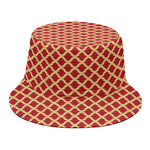 Red And Beige Japanese Pattern Print Bucket Hat