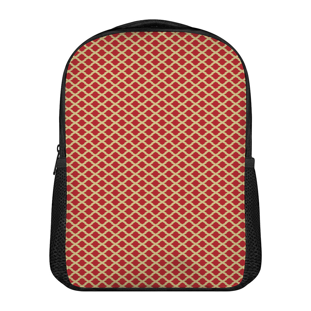 Red And Beige Japanese Pattern Print Casual Backpack