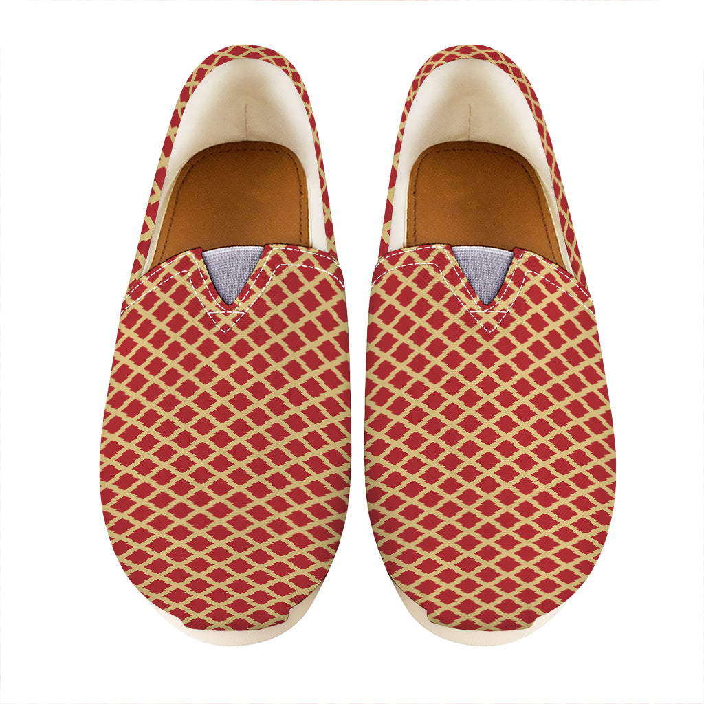 Red And Beige Japanese Pattern Print Casual Shoes