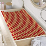 Red And Beige Japanese Pattern Print Changing Pad Cover