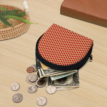 Red And Beige Japanese Pattern Print Coin Purse