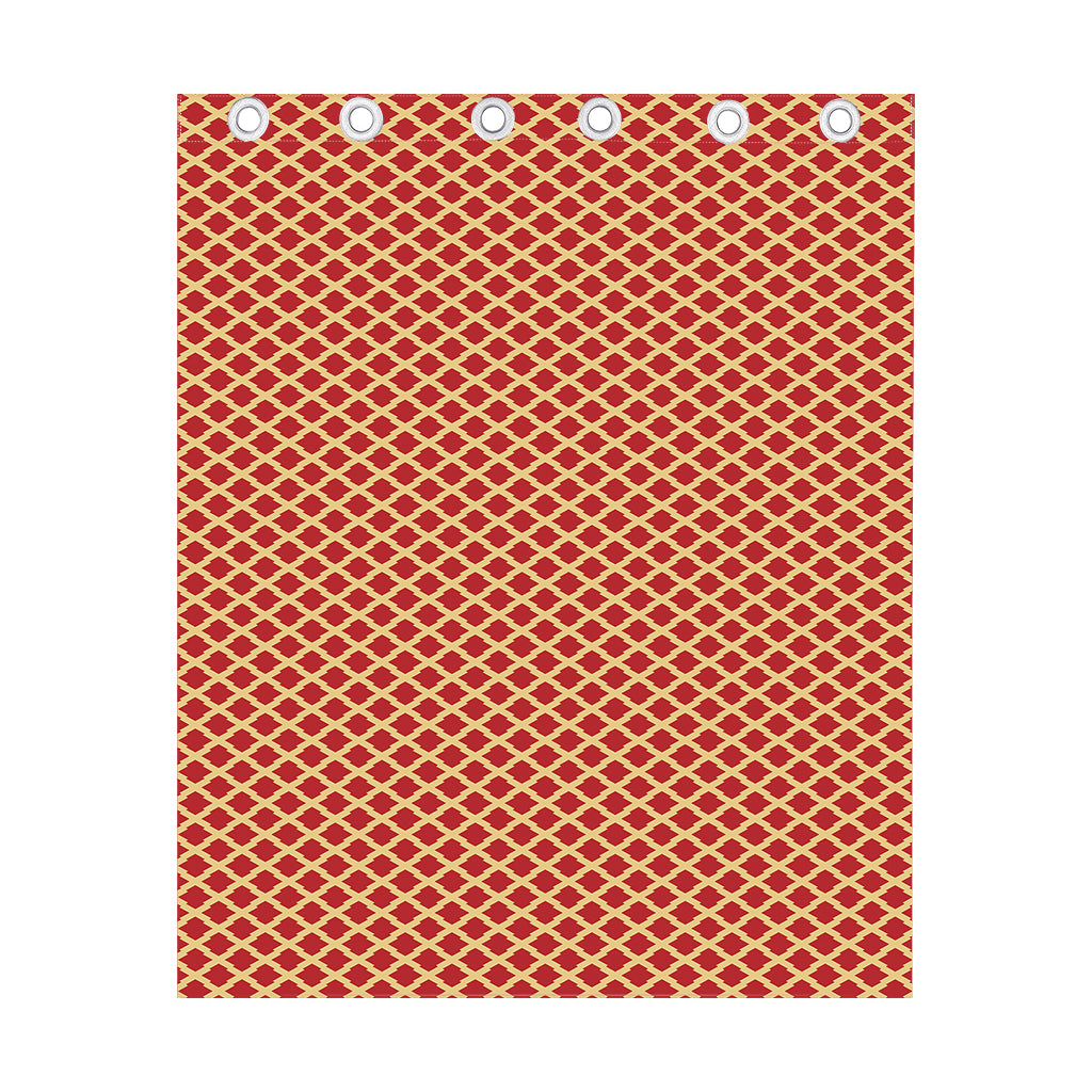 Red And Beige Japanese Pattern Print Curtain