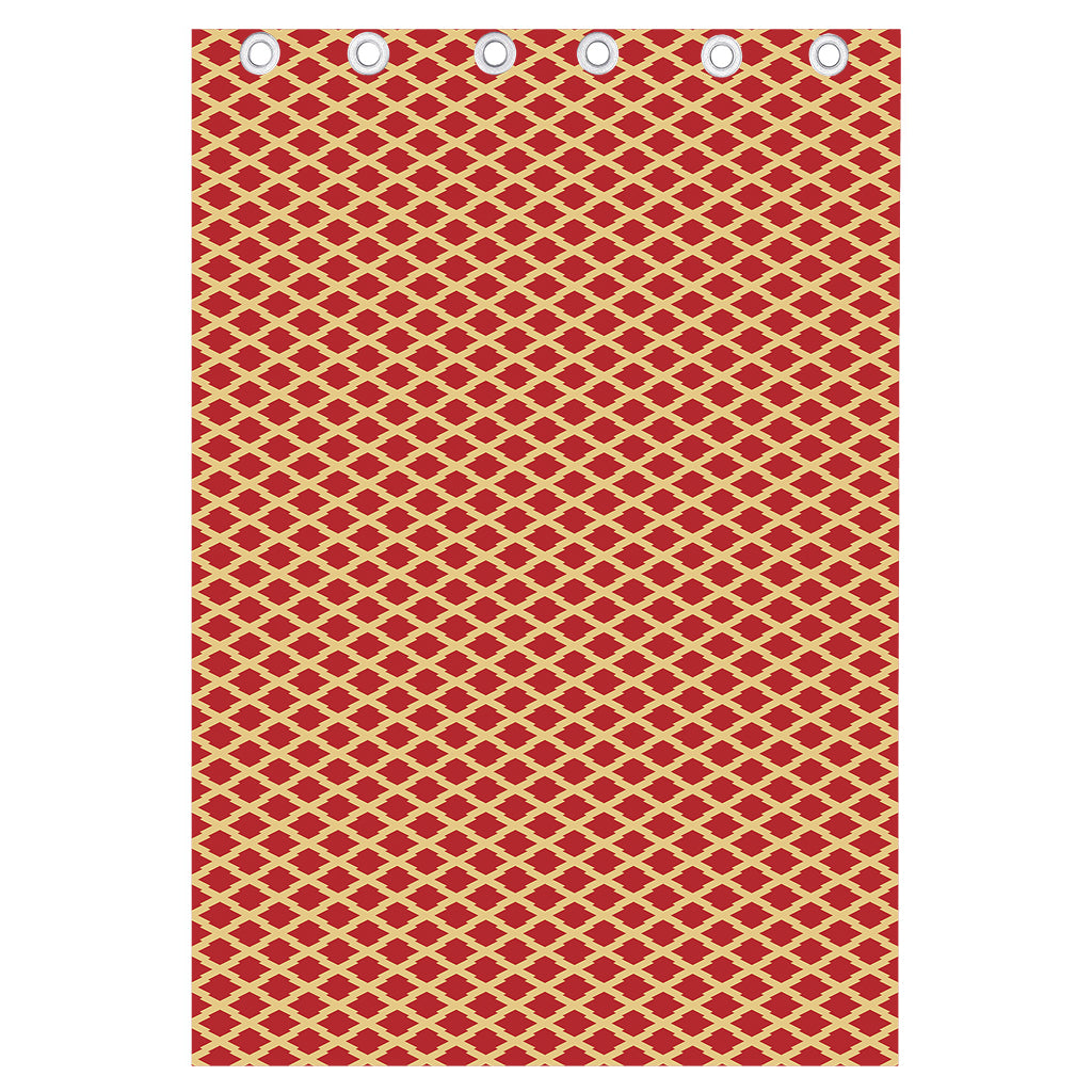 Red And Beige Japanese Pattern Print Curtain