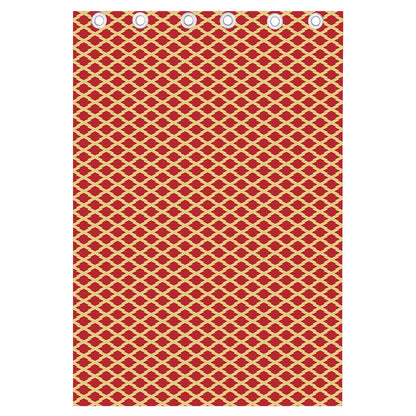 Red And Beige Japanese Pattern Print Curtain