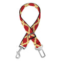 Red And Beige Japanese Pattern Print Dog Seat Belt