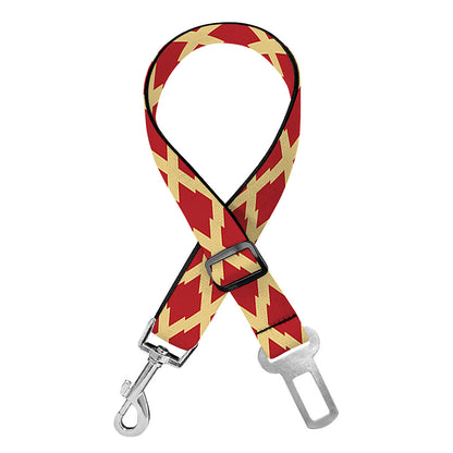 Red And Beige Japanese Pattern Print Dog Seat Belt