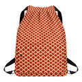 Red And Beige Japanese Pattern Print Drawstring Backpack