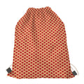 Red And Beige Japanese Pattern Print Drawstring Bag
