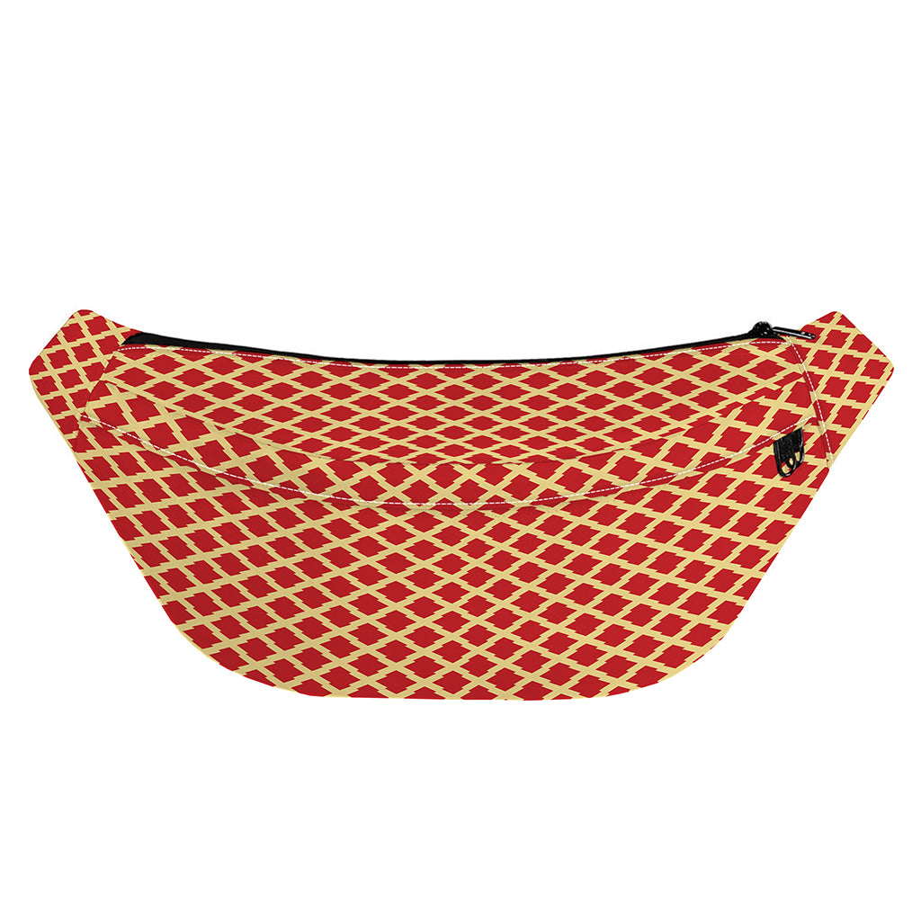 Red And Beige Japanese Pattern Print Fanny Pack