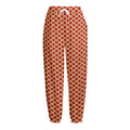 Red And Beige Japanese Pattern Print Fleece Lined Knit Pants