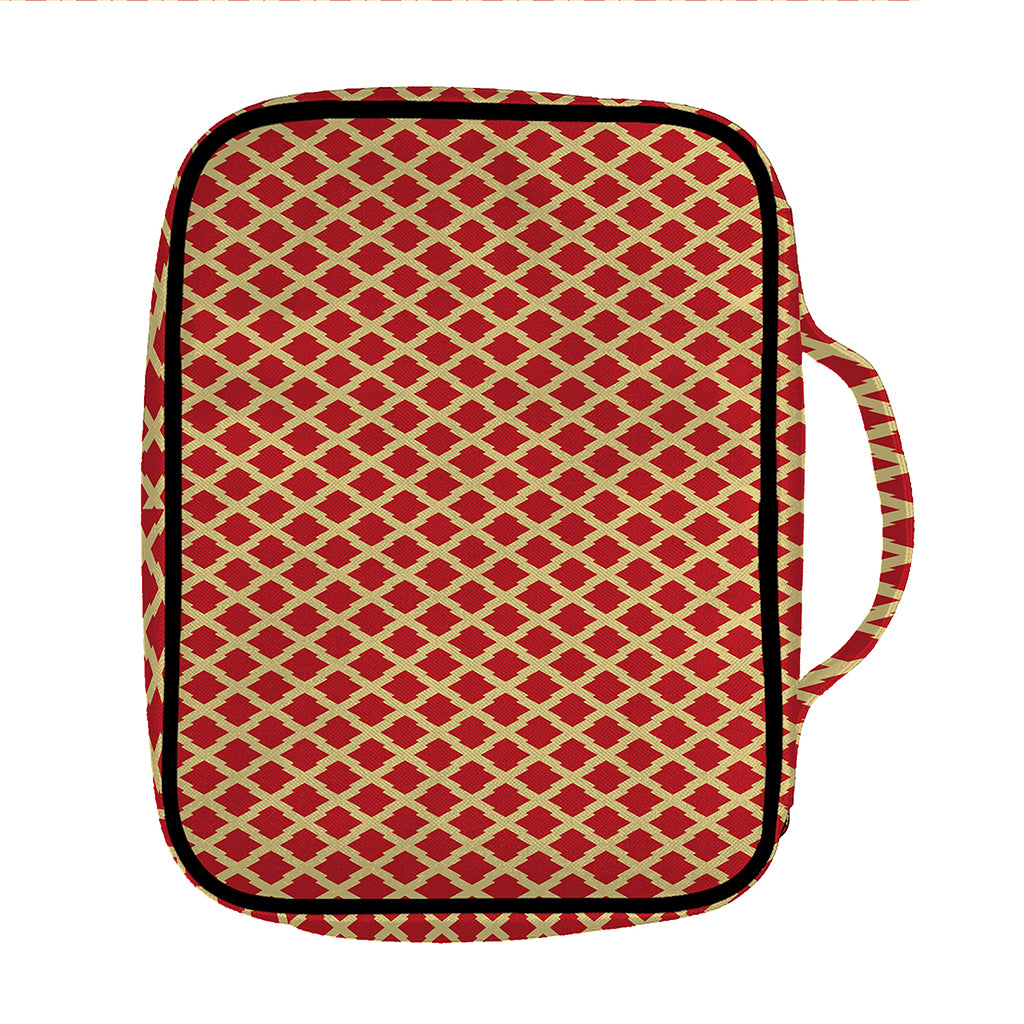 Red And Beige Japanese Pattern Print Front Pocket Bible Bag