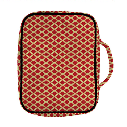 Red And Beige Japanese Pattern Print Front Pocket Bible Bag