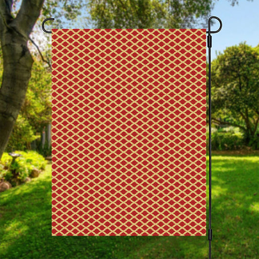 Red And Beige Japanese Pattern Print Garden Flag