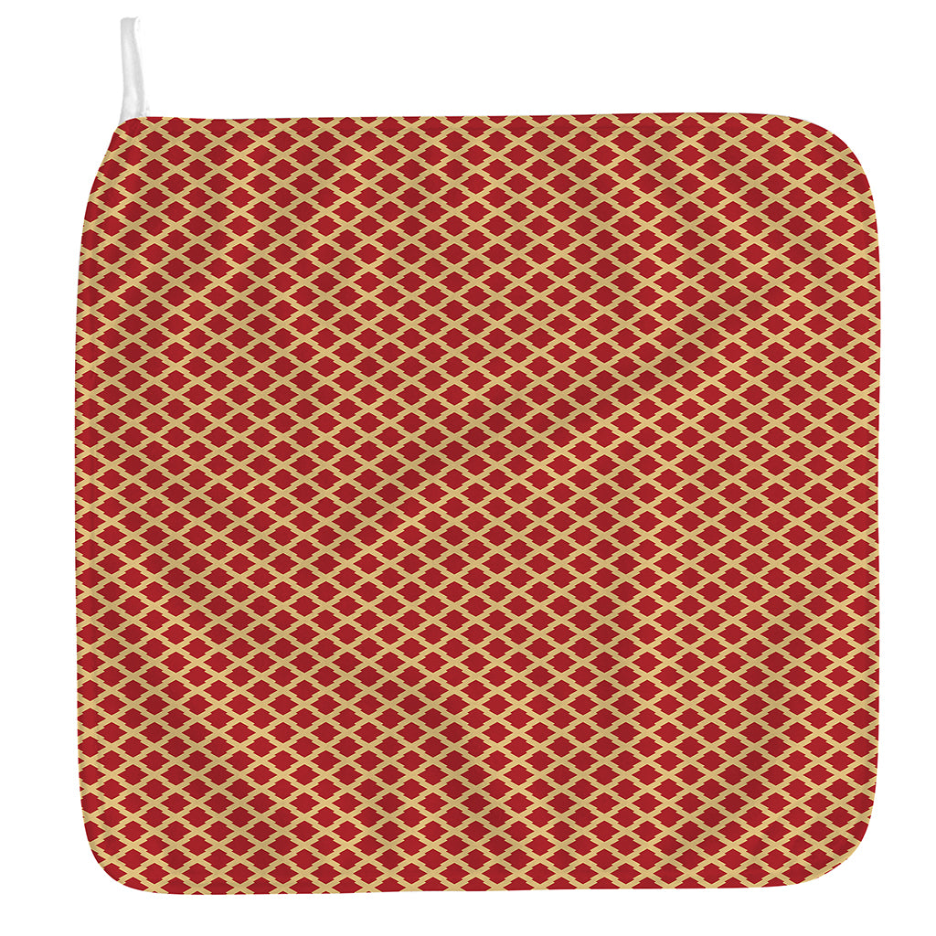 Red And Beige Japanese Pattern Print Hand Towel