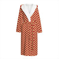 Red And Beige Japanese Pattern Print Hooded Bathrobe