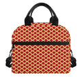 Red And Beige Japanese Pattern Print Insulated Lunch Bag