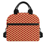 Red And Beige Japanese Pattern Print Insulated Lunch Bag