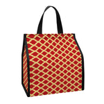 Red And Beige Japanese Pattern Print Insulated Lunch Tote