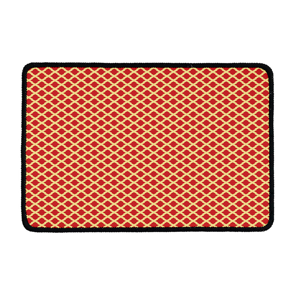 Red And Beige Japanese Pattern Print Kitchen Mat