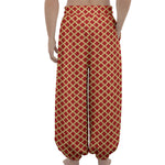 Red And Beige Japanese Pattern Print Lantern Pants