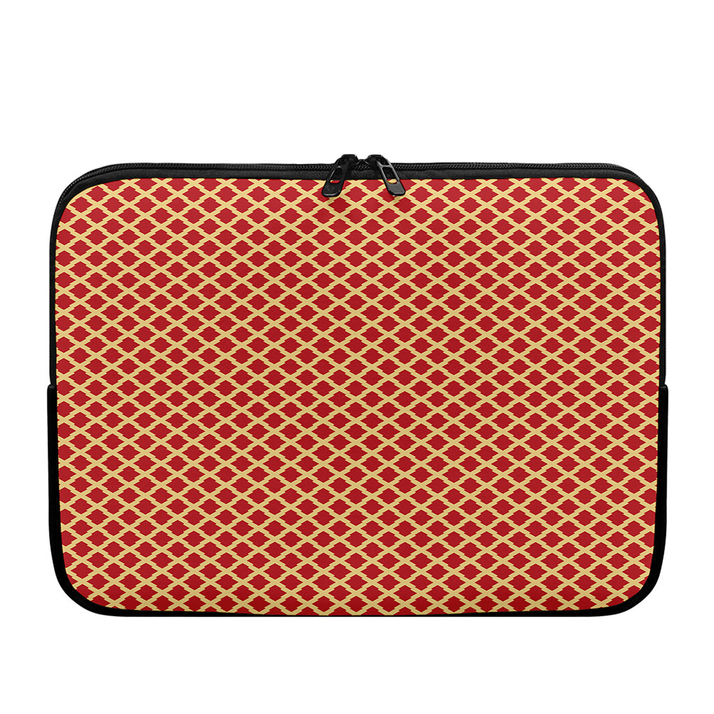 Red And Beige Japanese Pattern Print Laptop Sleeve
