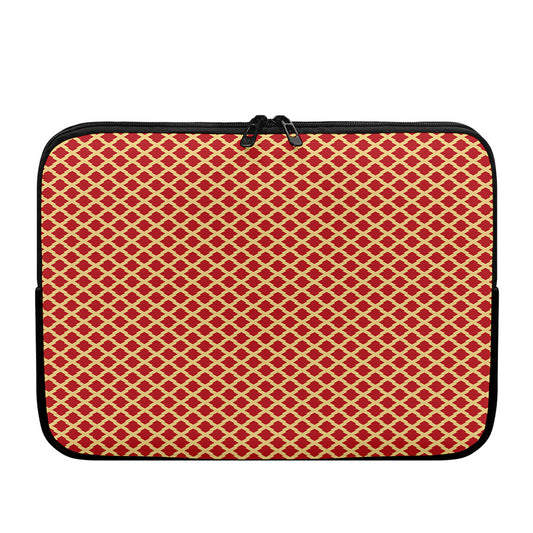 Red And Beige Japanese Pattern Print Laptop Sleeve